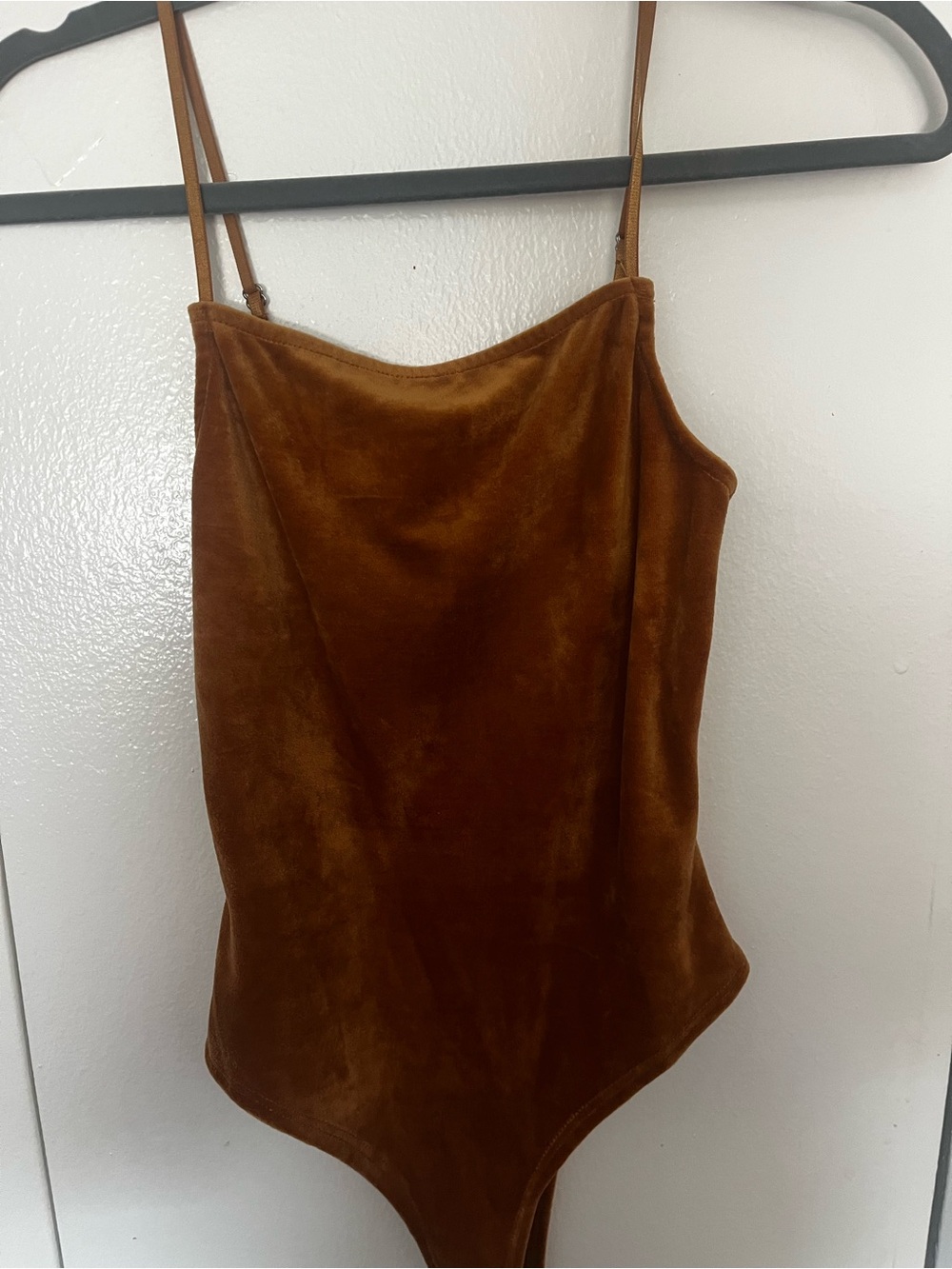F-21 Women’s Brown Velvet Cami Bodysuit